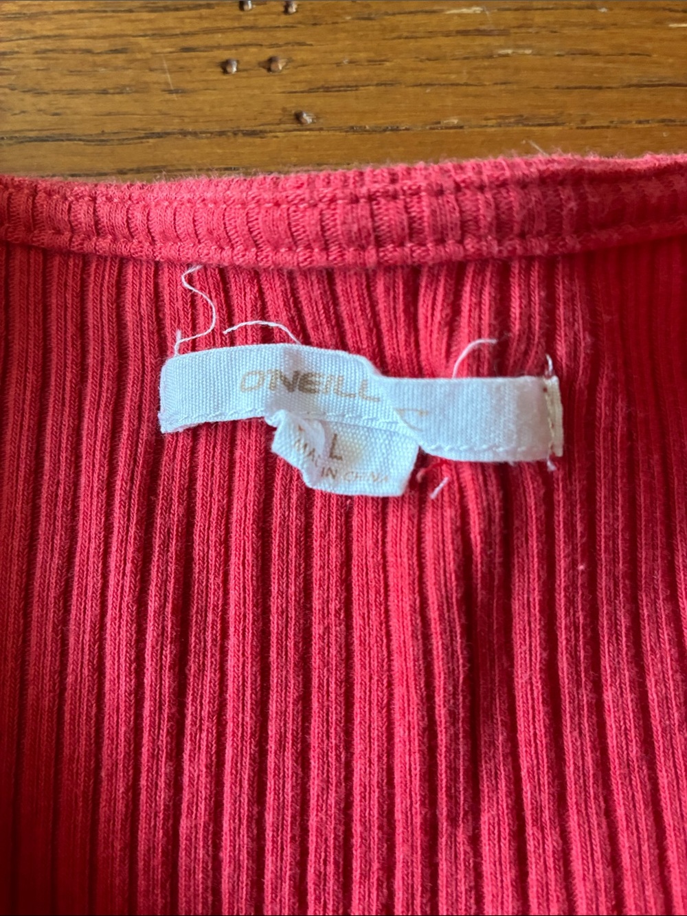 O'Neill Ribbed Ruched V-Neck Crop Top - Red - Picture 2 of 5